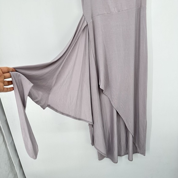 Aritzia Wilfred Saturn Midi Wrap Dress Square Neck Mauve Minimalist Balletcore S - Picture 11 of 13